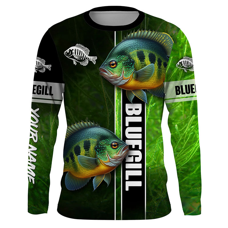 Bluegill fishing green camo Custom Long Sleeve Fishing, fishing gifts, women, kid NQS5807