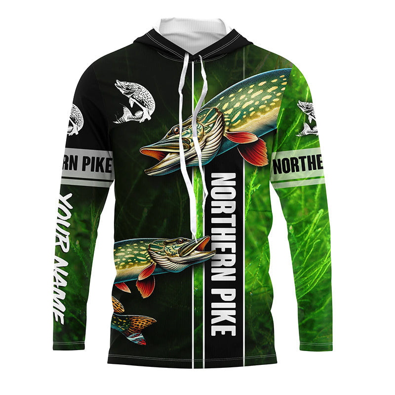 Northern Pike fishing green camo Custom Long Sleeve Fishing, fishing gifts, women, kid NQS5810