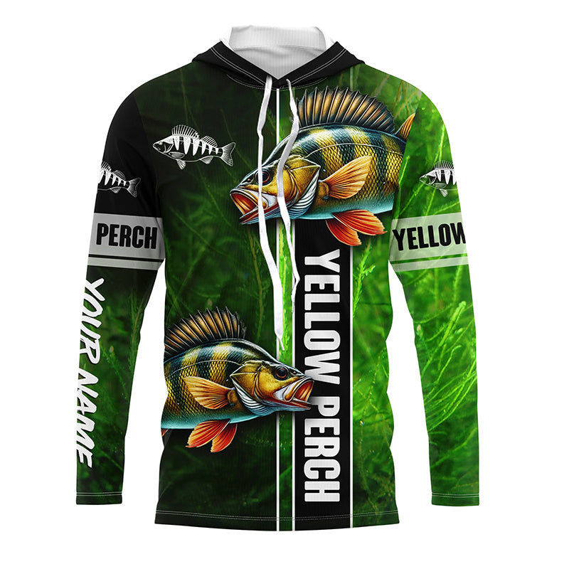 Yellow Perch fishing green camo Custom Long Sleeve Fishing, fishing gifts, women, kid NQS5812
