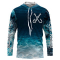 Fish on blue sea water camo Custom Name performance long sleeve fishing uv protection NQS3652