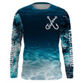 Fish on blue sea water camo Custom Name performance long sleeve fishing uv protection NQS3652
