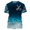 Fish on blue sea water camo Custom Name performance long sleeve fishing uv protection NQS3652