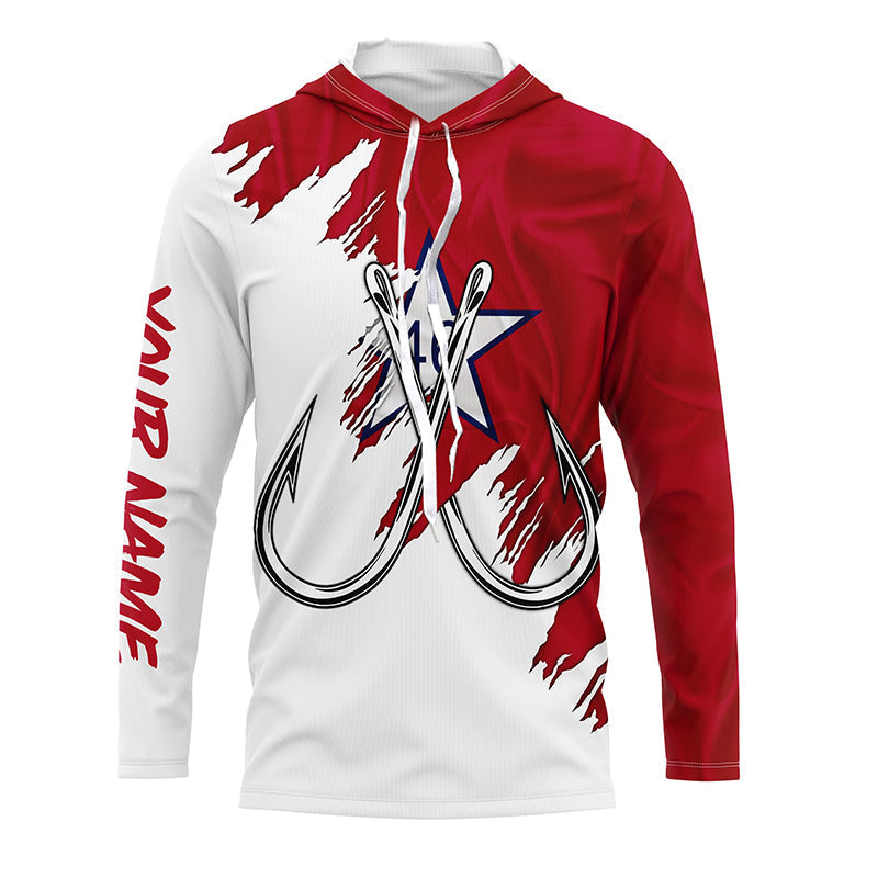First Oklahoma flag OK Fishing Fish Hook UV protection custom long sleeve Patriotic fishing apparel NQS8331