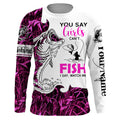 Bass Fishing Pink Camo custom Women Fishing You say girls can't fish, I say watch me NQS1509