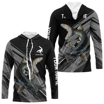 Personalized Black camo Catfish Fishing, Catfish Long Sleeve Fishing Tournament NQS9750