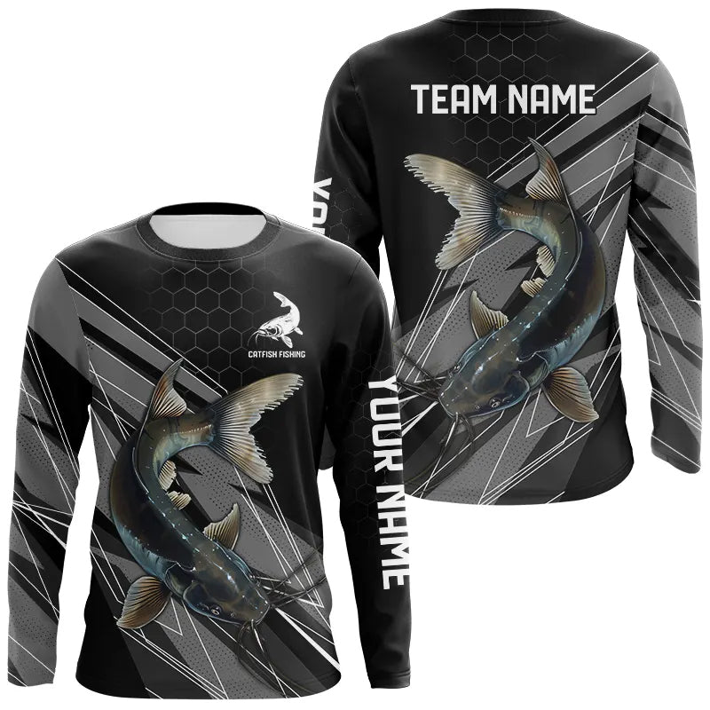 Personalized Black camo Catfish Fishing, Catfish Long Sleeve Fishing Tournament NQS9750