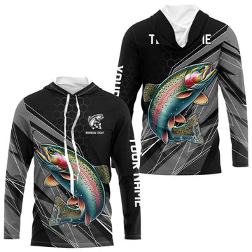 Personalized Black camo Rainbow Trout Fishing, Trout Long Sleeve Fishing Tournament NQS9751