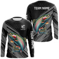 Personalized Black camo Rainbow Trout Fishing, Trout Long Sleeve Fishing Tournament NQS9751