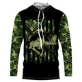 Largemouth Bass Bowfishing green camo American flag patriotic Custom sun protection fishing NQS3355