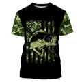 Largemouth Bass Bowfishing green camo American flag patriotic Custom sun protection fishing NQS3355