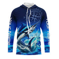 Personalized Marlin Blue Long Sleeve Performance Fishing, Marlin compass tournament NQS5816