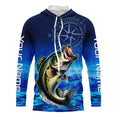Personalized Bass Blue Long Sleeve Performance Fishing, Bass compass tournament NQS5817