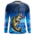 Personalized Bass Blue Long Sleeve Performance Fishing, Bass compass tournament NQS5817