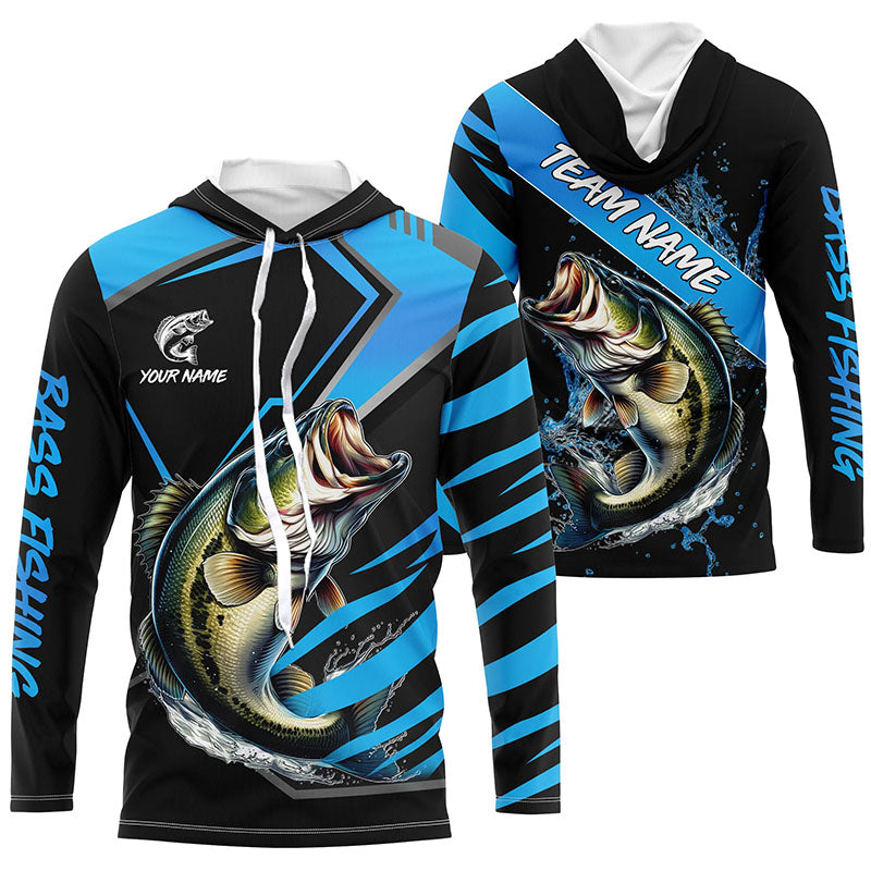 Black and Blue Largemouth bass fishing custom fishing team, sport fishing NQS7916