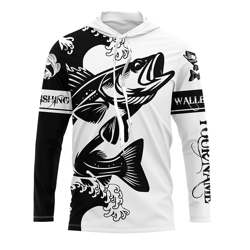 Personalized Walleye fishing tattoo, Walleye Long Sleeve Fishing tournament | Black NQS3824