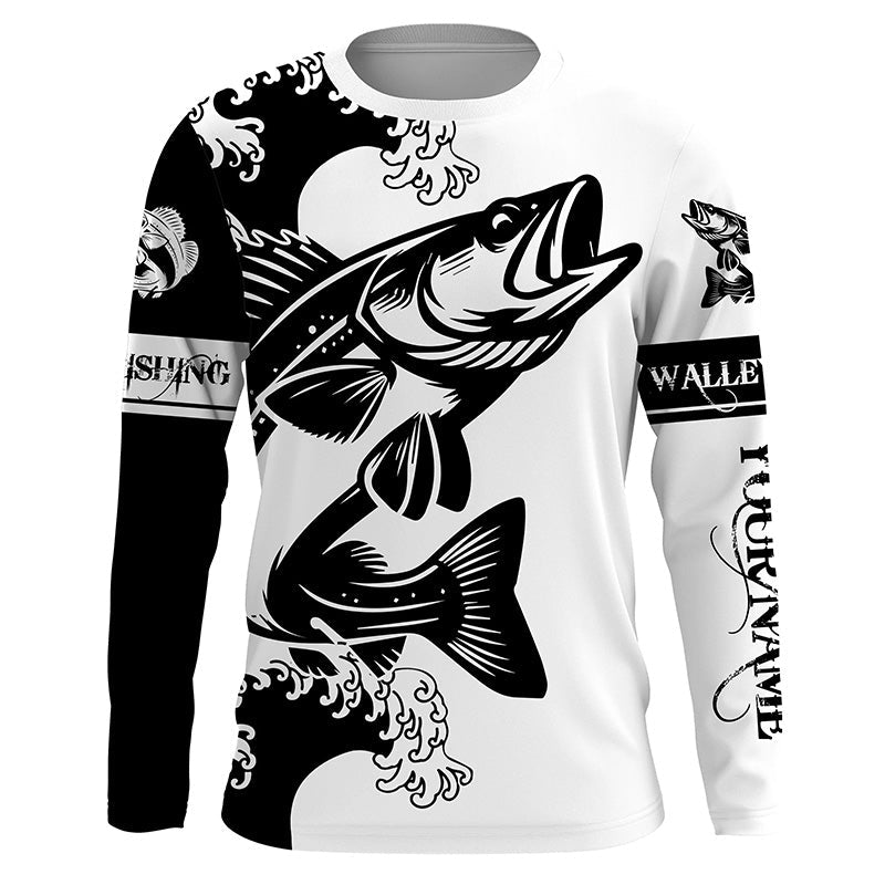 Personalized Walleye fishing tattoo, Walleye Long Sleeve Fishing tournament | Black NQS3824
