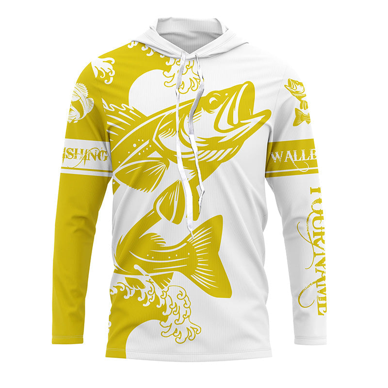 Personalized Walleye fishing tattoo, Walleye Long Sleeve Fishing tournament | Yellow NQS3825