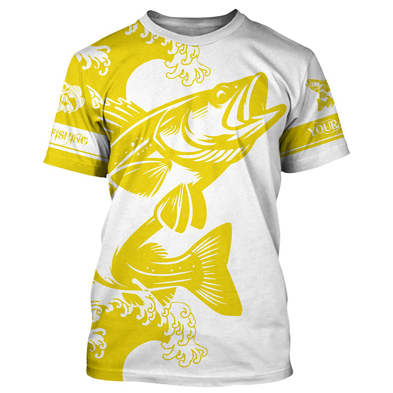 Personalized Walleye fishing tattoo, Walleye Long Sleeve Fishing tournament | Yellow NQS3825