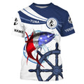 Tuna Fishing American Flag Custom name and boat name performance Long Sleeve Fishing, Patriotic Fishing gifts - NQS2412
