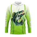 Largemouth bass Fishing green camo Bass custom name long sleeves fishing apparel NQS5055