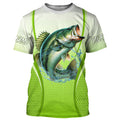Largemouth bass Fishing green camo Bass custom name long sleeves fishing apparel NQS5055