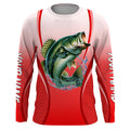 Largemouth bass Fishing camo Bass custom name long sleeves fishing apparel | Red NQS5056