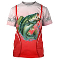 Largemouth bass Fishing camo Bass custom name long sleeves fishing apparel | Red NQS5056
