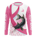 Pink ribbon pattern Catfish fishing Breast Cancer Custom sun protection long sleeves fishing NQS9761