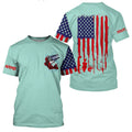 American flag Largemouth Bass fishing personalized patriotic UV Protection Fishing | Light Green NQS5820