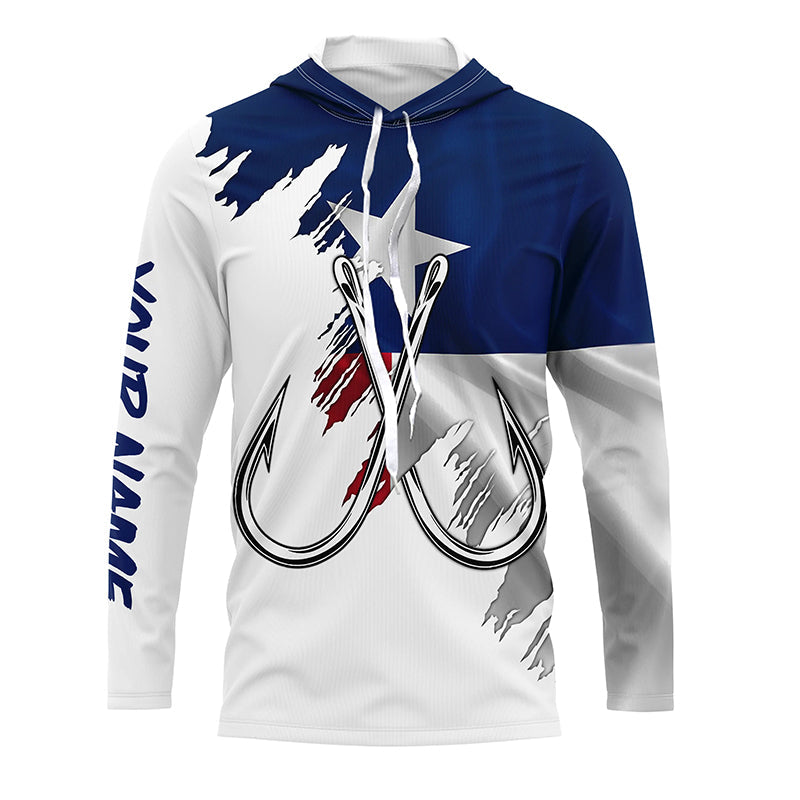 Texas flag TX Fishing Fish Hook UV protection custom long sleeves Patriotic fishing apparel NQS7924