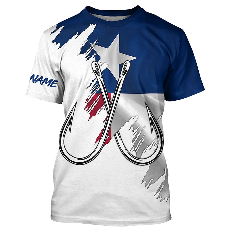 Texas flag TX Fishing Fish Hook UV protection custom long sleeves Patriotic fishing apparel NQS7924