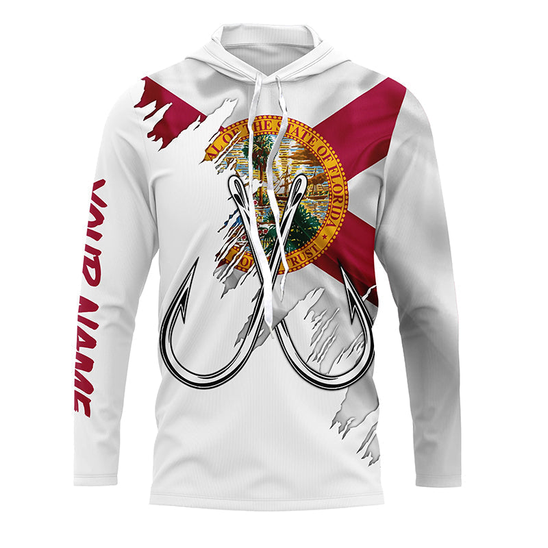 Florida flag FL Fishing Fish Hook UV protection custom long sleeves Patriotic fishing apparel NQS7925