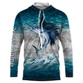Sailfish fishing blue sea water camo Custom Name performance long sleeve fishing uv protection NQS3663