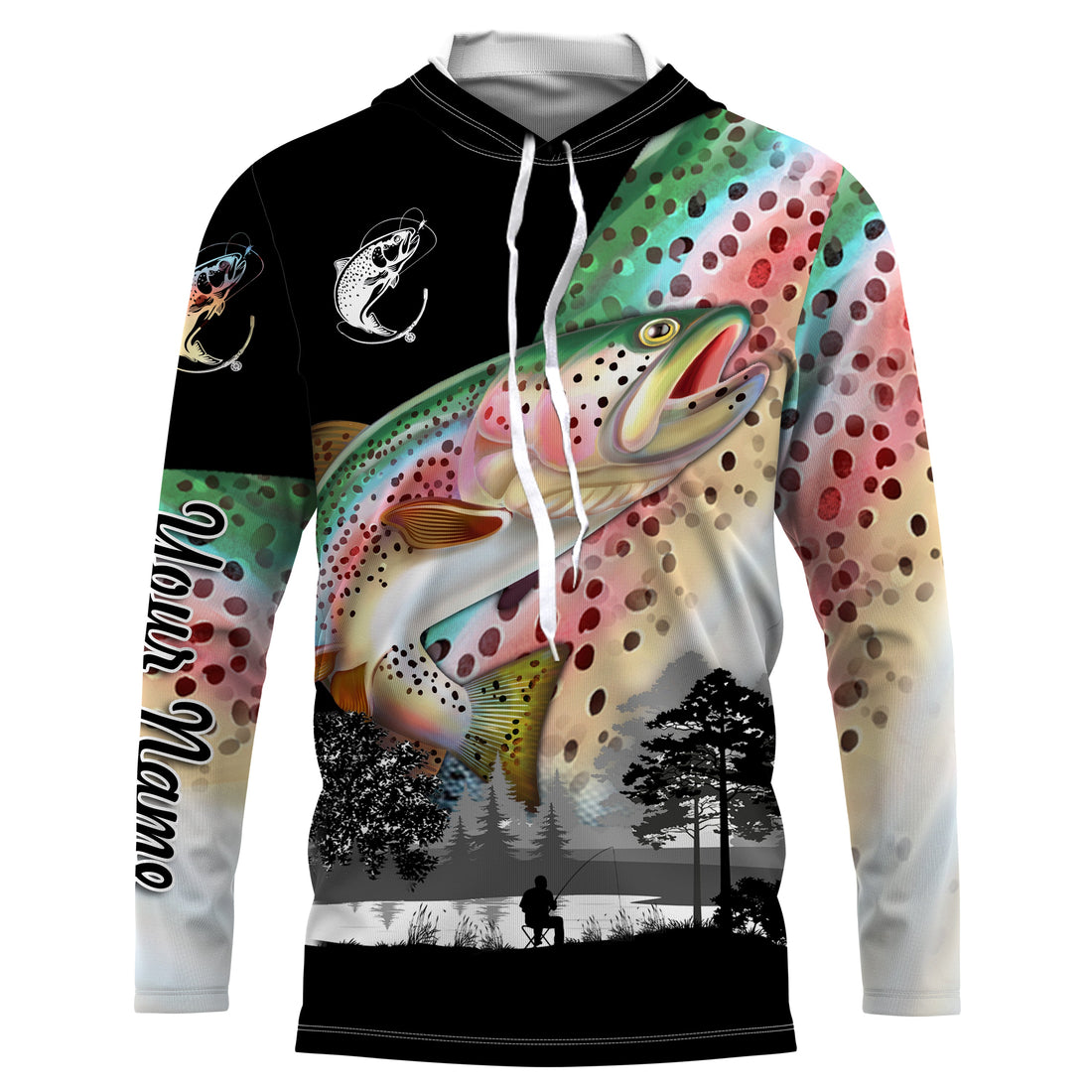 Rainbow trout fishing scales Custom name performance anti UV long sleeve fishing NQS3667