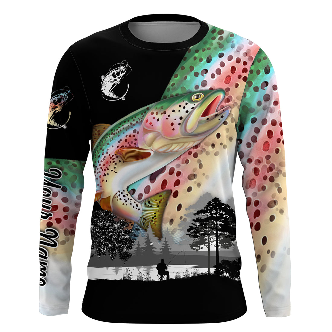 Rainbow trout fishing scales Custom name performance anti UV long sleeve fishing NQS3667