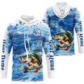 Personalized Bass Fishing blue camo Long Sleeve tournament fishing NQS6227