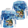 Personalized Bass Fishing blue camo Long Sleeve tournament fishing NQS6227