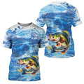 Personalized Bass Fishing blue camo Long Sleeve tournament fishing NQS6227