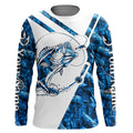 Largemouth Bass Fishing blue camo UV protection Custom name long sleeves fishing NQS900