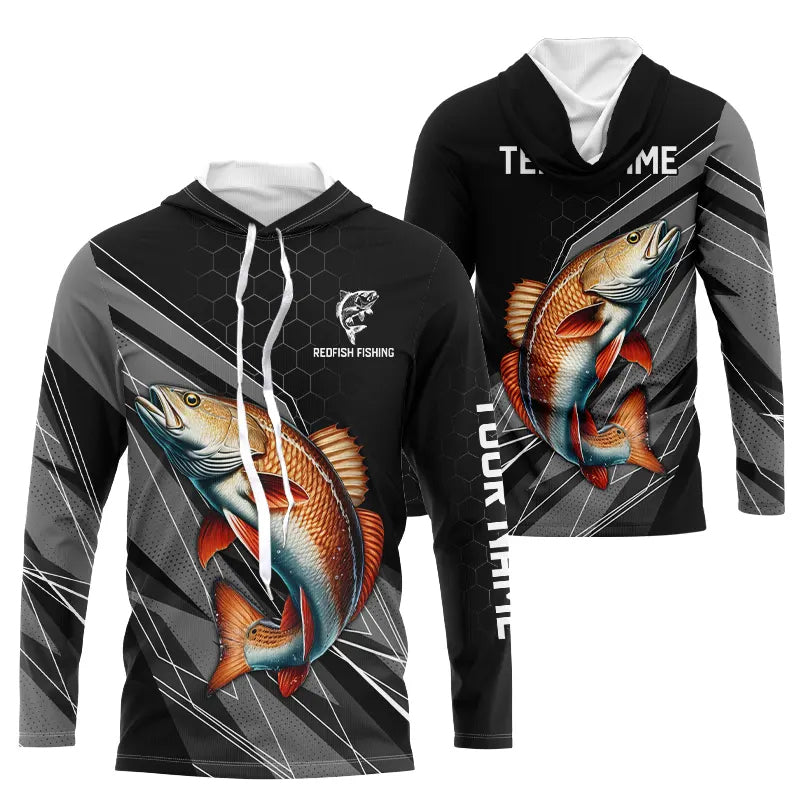 Personalized Black camo Redfish Fishing, Red drum Long Sleeve Fishing Tournament NQS9281
