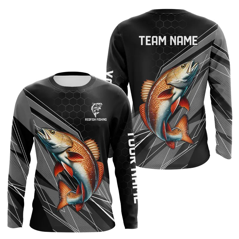 Personalized Black camo Redfish Fishing, Red drum Long Sleeve Fishing Tournament NQS9281