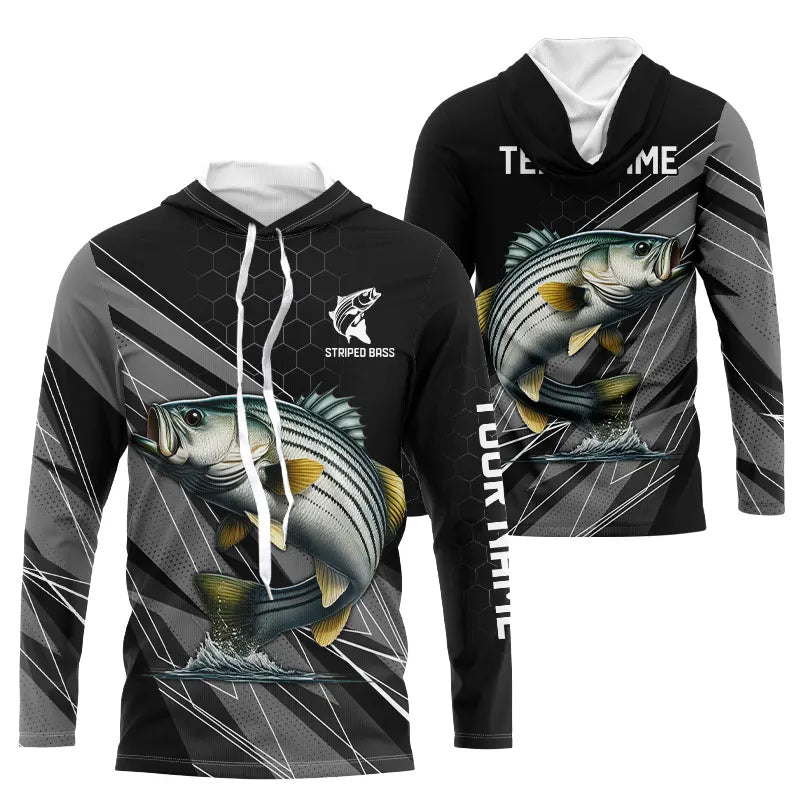 Personalized Black camo Striped Bass Fishing, Striper Long Sleeve Fishing Tournament NQS9282