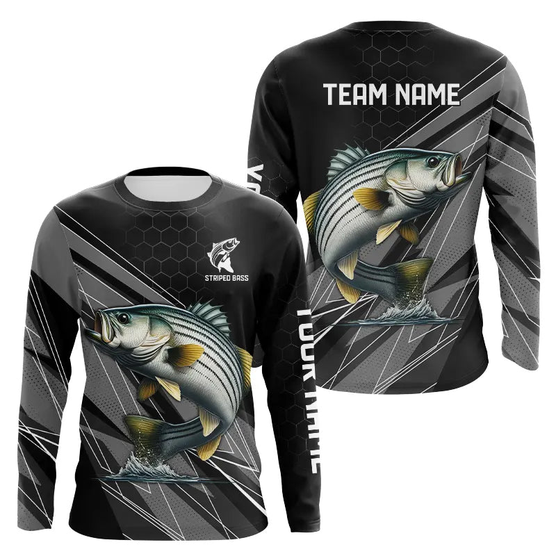 Personalized Black camo Striped Bass Fishing, Striper Long Sleeve Fishing Tournament NQS9282