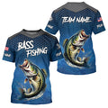 Blue camo Largemouth Bass fishing Custom performance long sleeve team Bass fishing tournament NQS7364