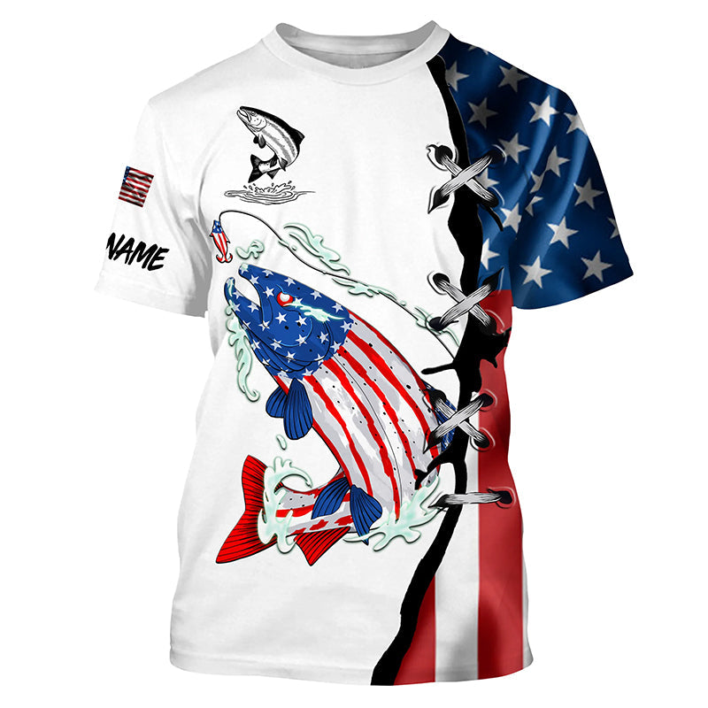 Salmon fishing legend American flag patriotic UV protection Customize long sleeves fishing NQS5568