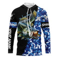 Largemouth bass Fishing blue sea camo UV protection customize name long sleeves fishing apparel NQS2309