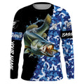 Largemouth bass Fishing blue sea camo UV protection customize name long sleeves fishing apparel NQS2309