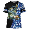 Largemouth bass Fishing blue sea camo UV protection customize name long sleeves fishing apparel NQS2309