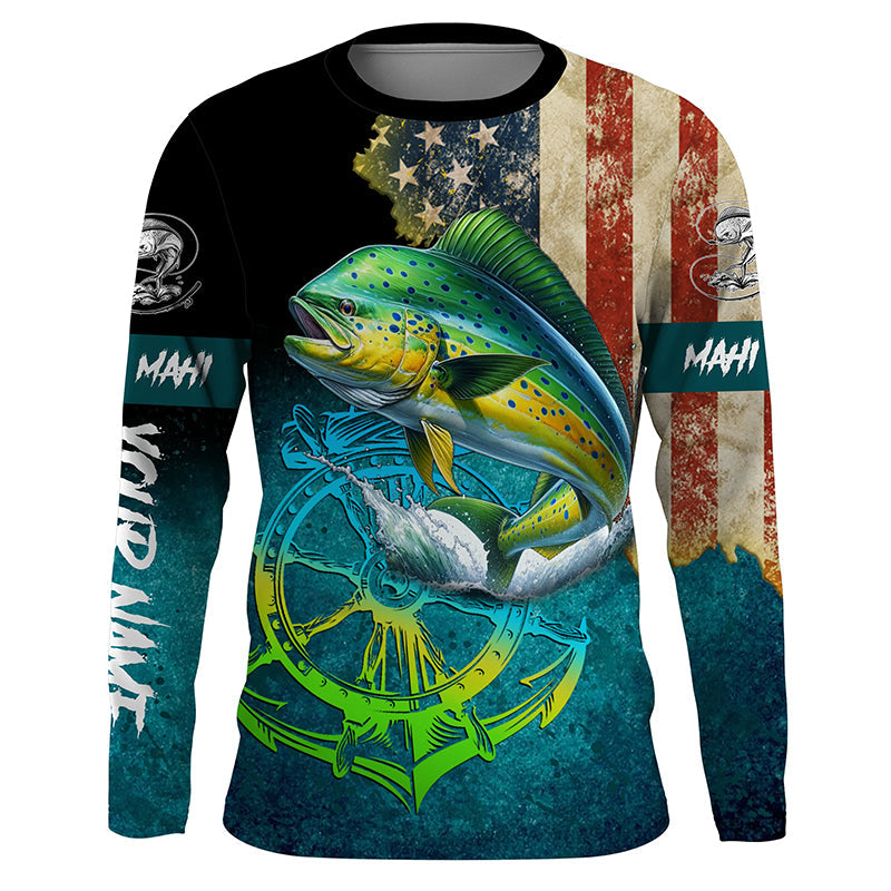 Mahi mahi fishing American flag patriotic Custom fishing, fishing with hood NQS3112