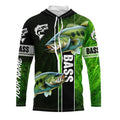 Largemouth Bass Fishing green Customize Name Long Sleeve Fishing, personalized fishing gifts NQS1725